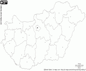 desenho de Mapa da Hungria para colorir