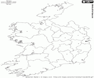desenho de Mapa da Irlanda para colorir