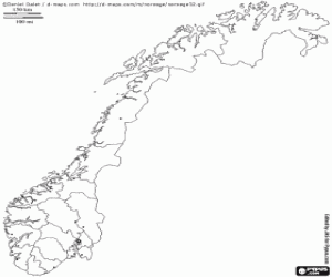 desenho de Mapa da Noruega para colorir