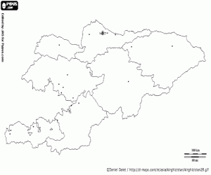 desenho de Mapa da Quirguistão para colorir