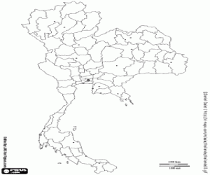 desenho de Mapa da Tailândia para colorir