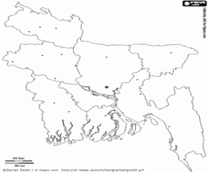 desenho de Mapa de Bangladesh para colorir