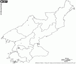 desenho de Mapa de Corea do Norte para colorir