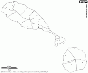 desenho de Mapa de São Cristóvão e Nevis para colorir