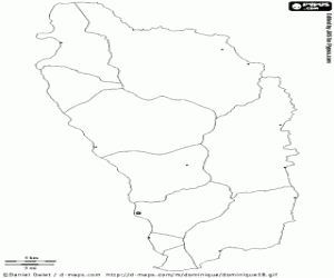 desenho de Mapa de Dominica para colorir