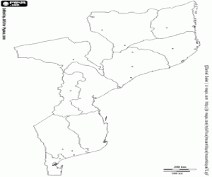 desenho de Mapa de Moçambique para colorir