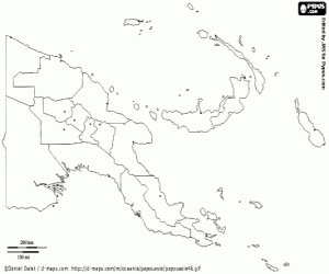 desenho de Mapa de Papua Nova Guiné para colorir