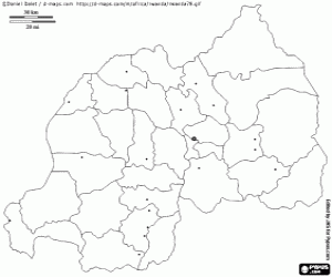 desenho de Mapa de Ruanda para colorir