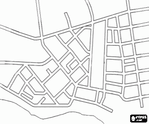 desenho de Mapa de ruas da cidade para colorir
