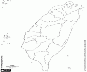 desenho de Mapa de Taiwan para colorir