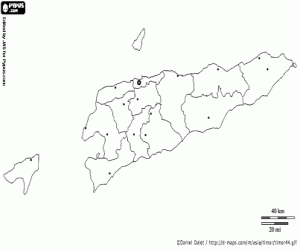 desenho de Mapa de Timor-Leste para colorir