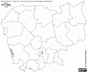 desenho de Mapa do Camboja para colorir