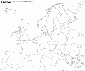 desenho de Mapa do continente europeu para colorir