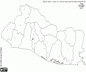 desenho de Mapa do El Salvador para colorir