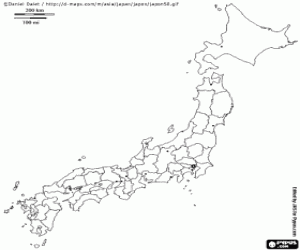 desenho de Mapa do Japão para colorir