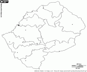 desenho de Mapa do Lesoto para colorir