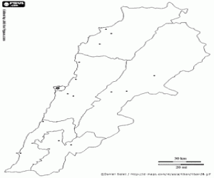 desenho de Mapa do Líbano para colorir