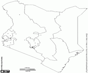 desenho de Mapa do Quénia para colorir