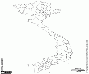 desenho de Mapa do Vietnã para colorir