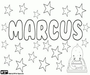 desenho de Marcus, nome em vários idiomas para colorir