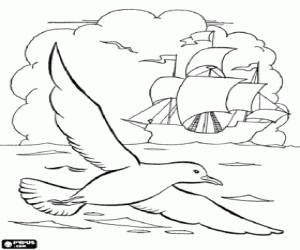 desenho de Marinheiros e gaivotas para colorir