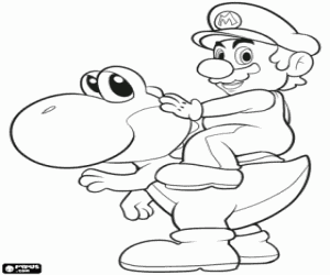 desenho de Mario e Yoshi para colorir