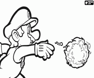 desenho de Mario jogando uma bola de fogo para colorir