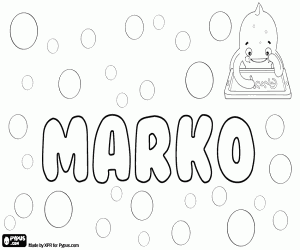 desenho de Marko, nome em vários idiomas para colorir
