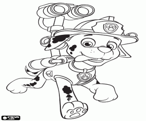desenho de Marshall, o bombeiro do cão Paw Patrol para colorir