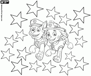 desenho de Marshall e Chase em Natal, PAW Patrol para colorir