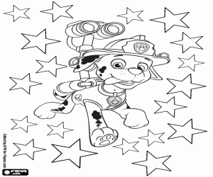 desenho de Marshall entre estrelas para colorir