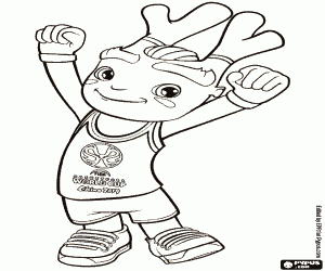 desenho de Mascote Copa do mundo de Basquetebol 2019 para colorir