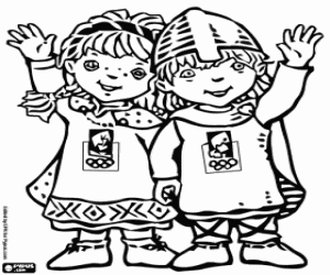 desenho de Mascotes de Lillehammer 1994 para colorir