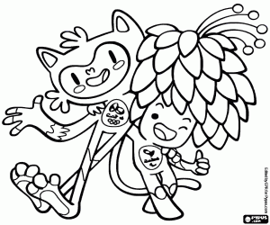 desenho de Mascotes Olímpicos de 2016 Rio para colorir