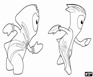desenho de Mascotes Olímpicos de Londres 2012 para colorir