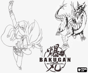 desenho de Masquerade e seu Bakugan Hydranoid para colorir