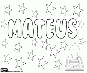 desenho de Mateus, o nome de Português para colorir