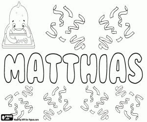 desenho de Matthias, nome em vários idiomas para colorir