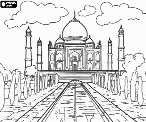 desenho de Mausoléu Taj Mahal, na Índia para colorir