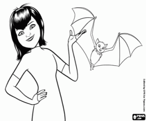 desenho de Mavis e um morcego para colorir