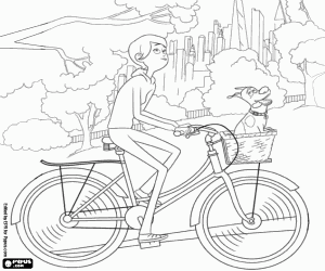 desenho de Max com Katie em bicicleta para colorir
