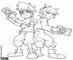 desenho de Max e Rex de Dinosaur King para colorir
