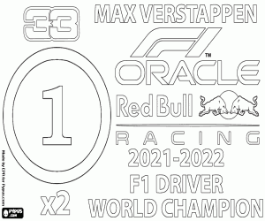 desenho de Max Verstappen, bicampeão da F-1 em 2022 para colorir