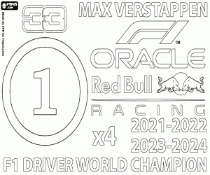 desenho de Max Verstappen, campeão de F1 x4 para colorir