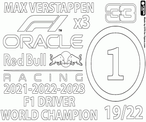 desenho de Max Verstappen, tricampeão da F1 para colorir