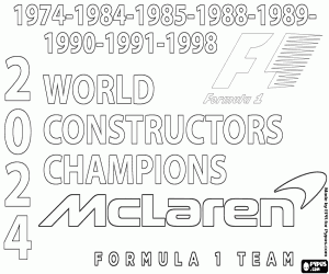 desenho de McLaren, campeã de F1 2024 para colorir