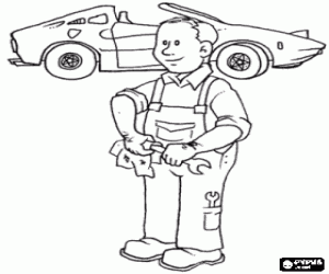 desenho de O mecânico de automóveis para colorir