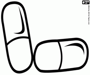 desenho de Medicamentos em cápsulas para colorir