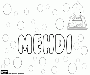 desenho de Mehdi, nome árabe para menino para colorir