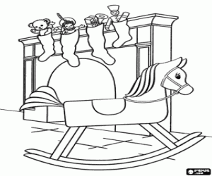 desenho de Meias de Natal com presentes para colorir